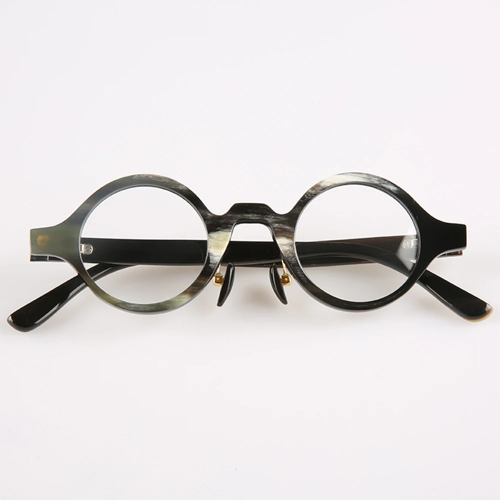 

Eyeglass Frames Unique Vintage Round Retro Myopia Handmade Horn Prescription Man Women Glasses Frames Optical Lenses Eyeglasses