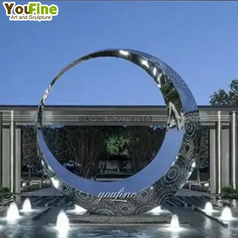 Wmwmnu Handmade Large Stainless Steel Metal Circle Statue Sculpture for Outdoor Garden Decor