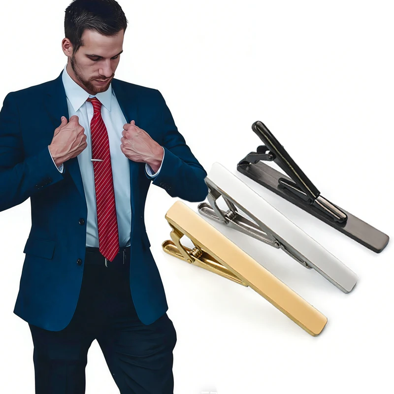 Letdiffery Men's Minimalist Tie Clip Stainless Steel Silver Black Gold Color Tie Bar for Business Wedding Office Suit Shirt Gift