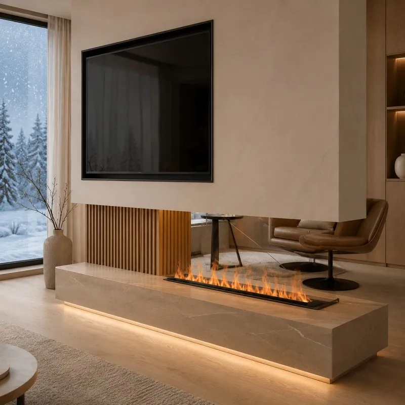 Modern Recessed Water Vapor Fireplace Tuya Smart 3D Flame gold mist fireplace firepit electric emission for Boutique Hotel