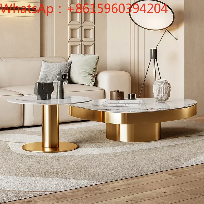 Rocky plate coffee table villa living room household stainless steel creative modern simple design sense of coffee table