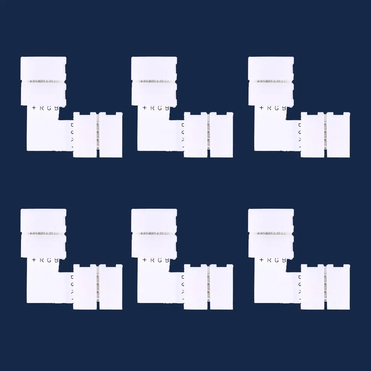 6 Pcs Led Strip Connector Strip Connector Solderless RGB5050 10mm White 3x3x04cm Easy Install Lighting Accessories