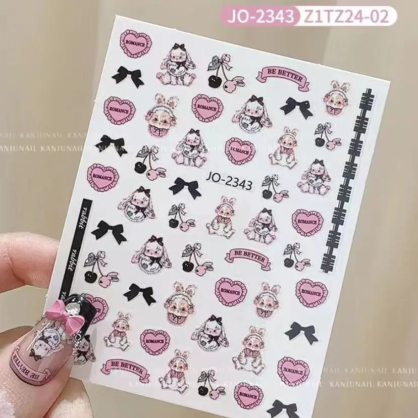 1 sheet Pop Rococo rabbit doll cartoon cute rabbit Lolita sweet cute adhesive nail sticker