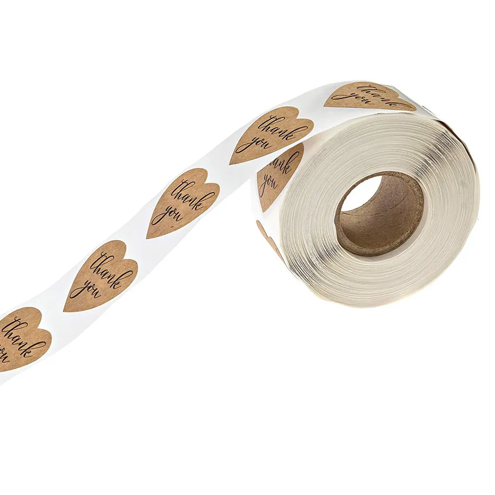 

1 рулон наклеек в форме сердца, самоклеящиеся, с прочной фиксацией, романтические этикетки для конфетных пакетов ко Дню святого Валентина, крафт-бумага, для самостоятельного оформления упаковки