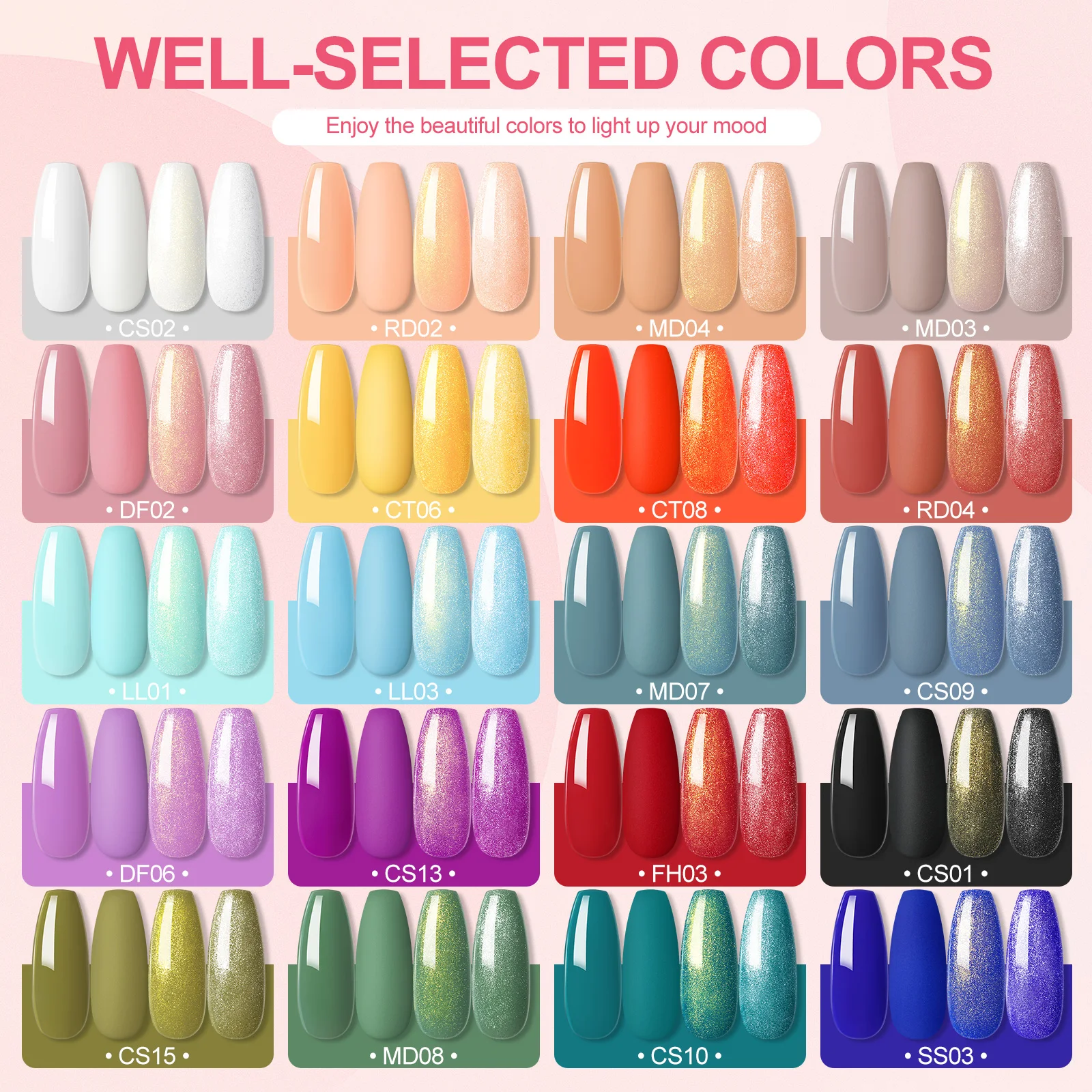 PEACECOLOR Maniküre-Set, 20 Farben, Nagel-Gel-Nagellack-Set, 7 ml, UV-Gel-Nagellack mit Nagellampe, U V, LED-Basis, Decklack für Nagelkunst, Heimwerker