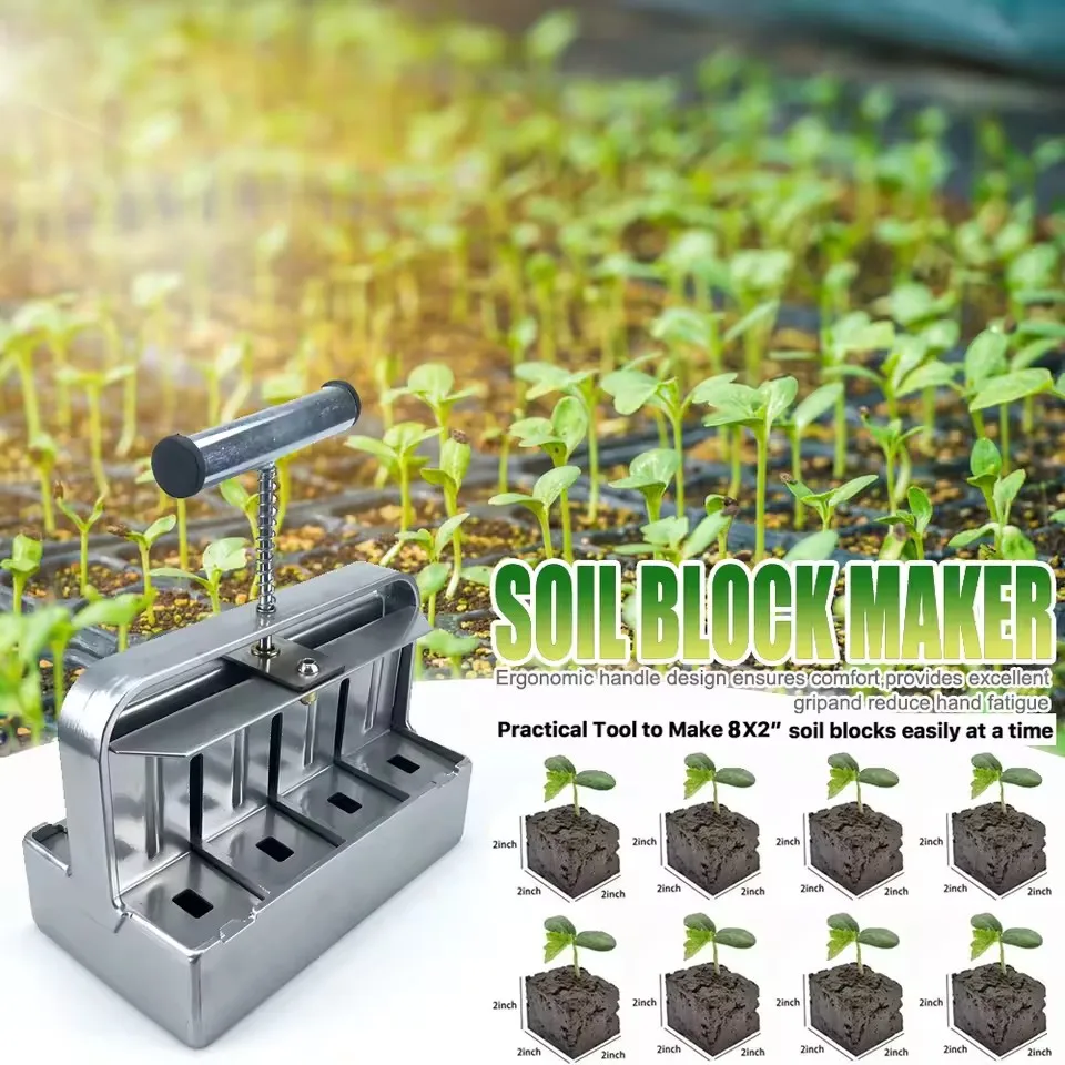 

Double-deck Handheld Seedling Soil Block Maker 2 Inch Soils Blocking Tool Used for Seedling Greenhouse Garden Supplies