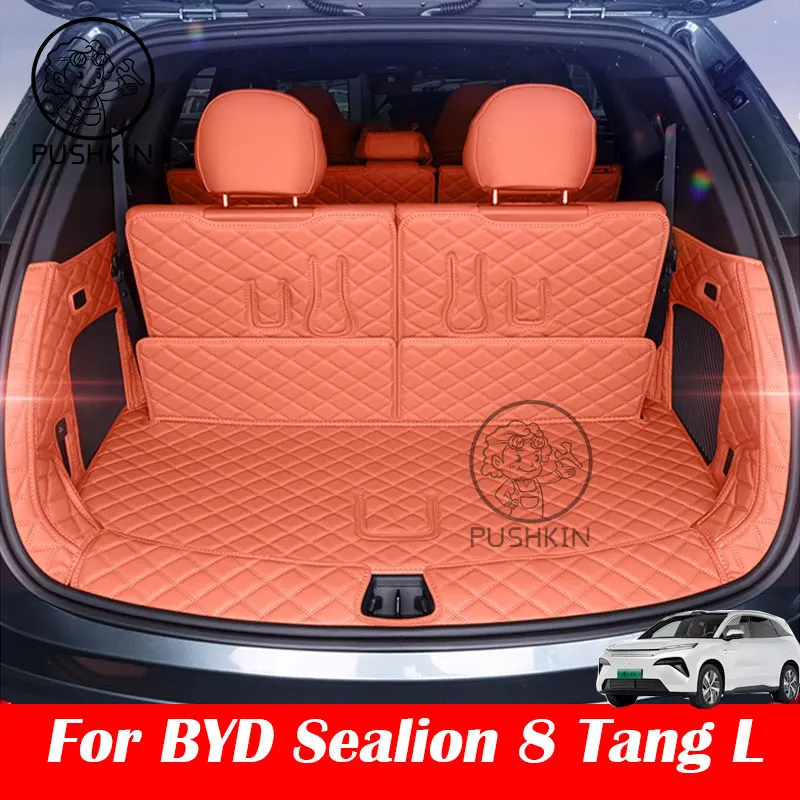

For BYD Sealion 8 TANG L 2025 2026 Leather Car Boot Mat Rear Trunk cushion Mat Cargo Liner Tray Rear Boot Luggage Cover Protect
