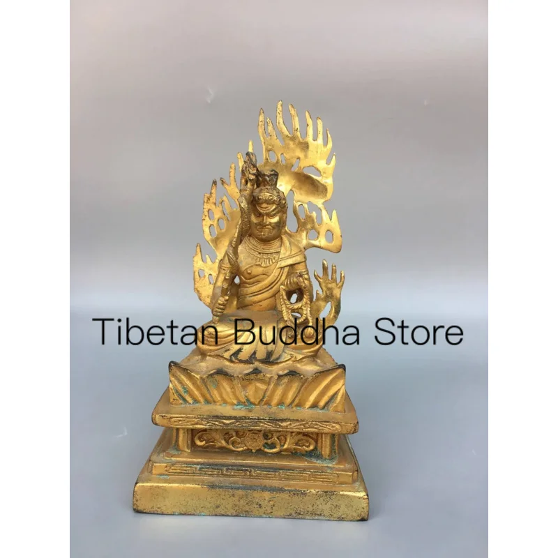 

Tibetan Old Yellow Copper Mud Gold Immovable Ming Wang Bodhisattva Station Buddha Statue Decoration Home Buddhist Hall Supplies