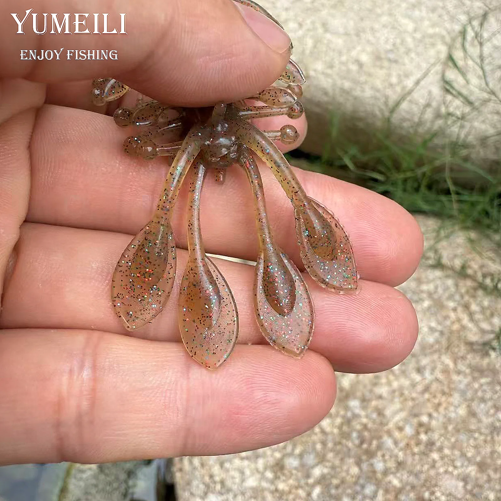 YUMEILI 6 Stück Simulierte Seegurken-Wurmköder, Hohlkörper-Köder mit Vollkörper-Antennen, Vier Schwänze aus Weichem TPE-Material – Detail 3