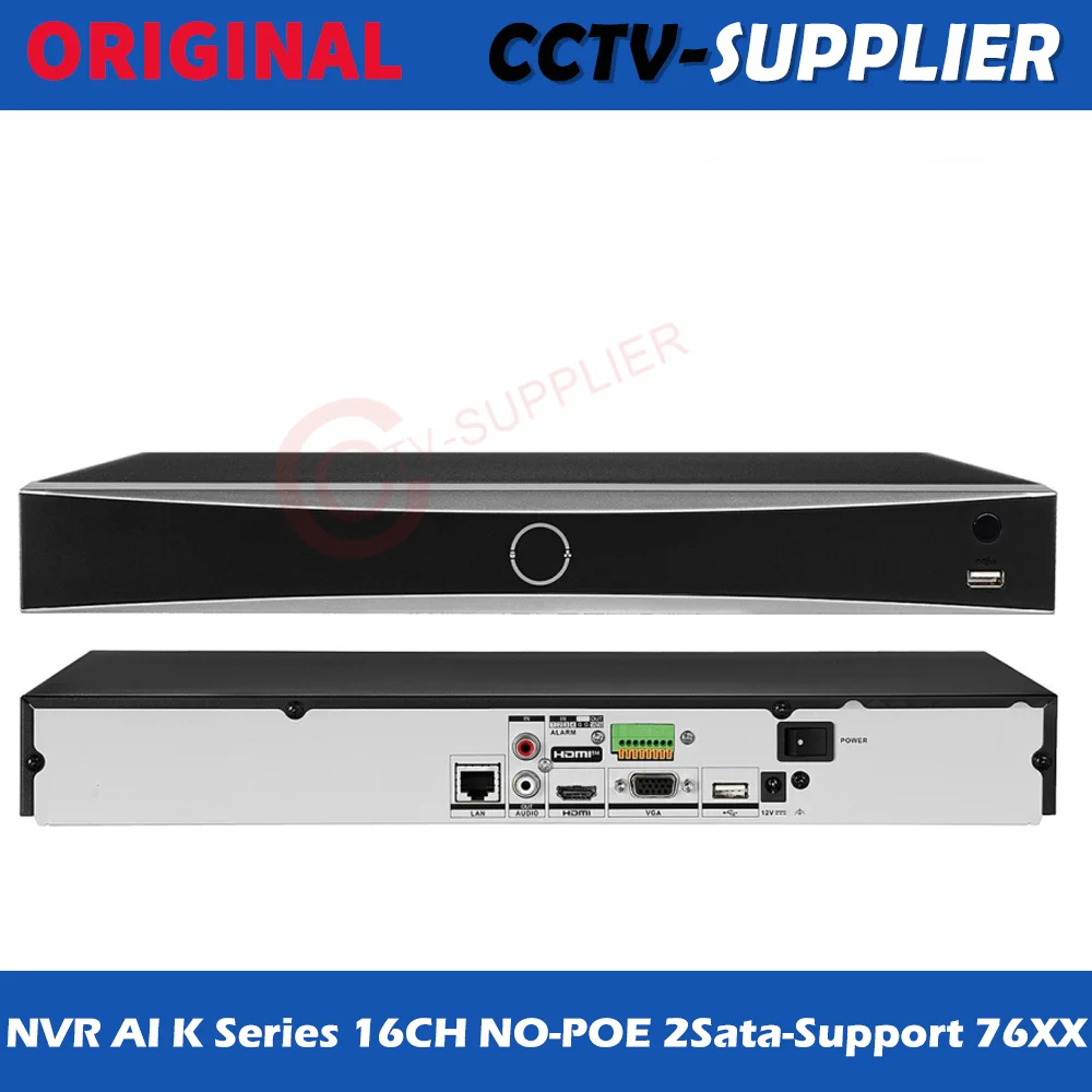 Original 16CH NO-POE NVR7616-k2-AI-2Bays Network Video Recorder for Camera