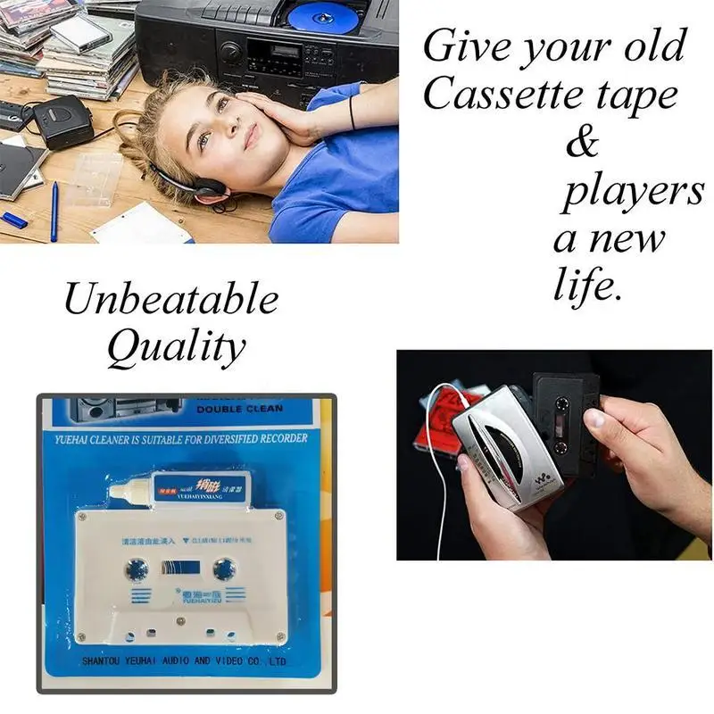 Cassette Tape For Head Cleaner Home Tape Player Cleaning Products Demagnetizer Kits Audio Player Deck Recorder Cleaner Fluids