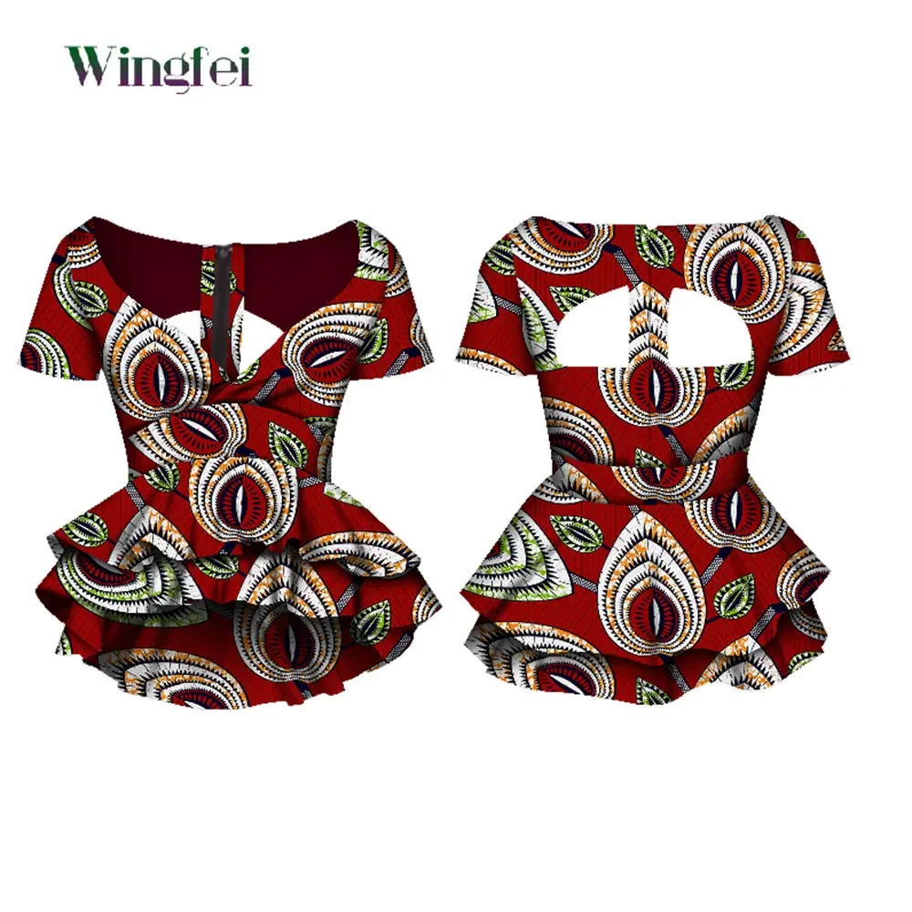 

Dashiki African Clothes for Women Bazin Riche Sexy V-Neck Crop Top Shirts Ankara Fashion African Clothing WY067