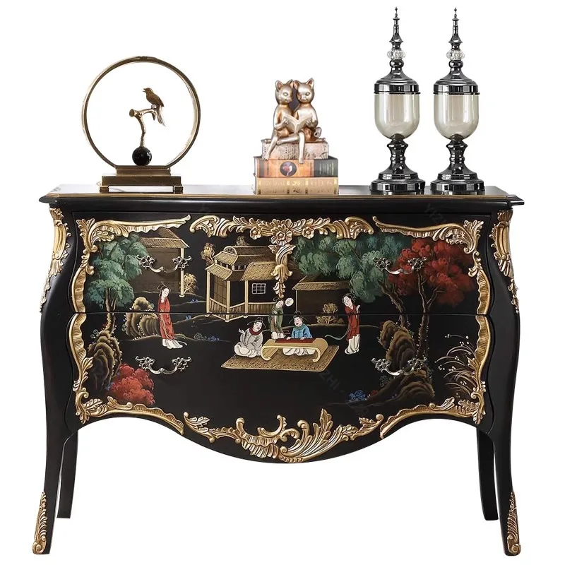 LTT New Chinese Bedroom Storage Cabinet Wall Drawer Cabinet Solid Wood Decorative Locker
