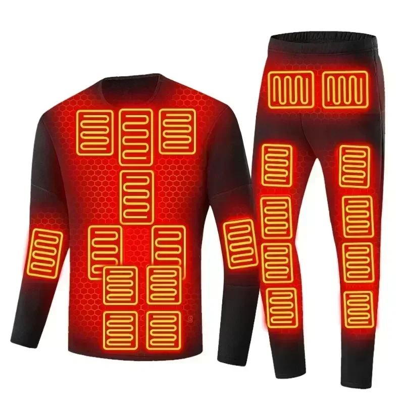 28 Areas Winter Thermal Electric Heating Underwear Set USB Electric Heating Cold Protection Warmth Men's/Women's Underwear Set