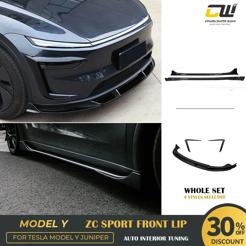 

ZC Front Bumper Lip For Tesla Model Y Juniper 2025+ Wind Blade Front bumper Side Spoiler ABS Sport Body Kits Tesla Accessories