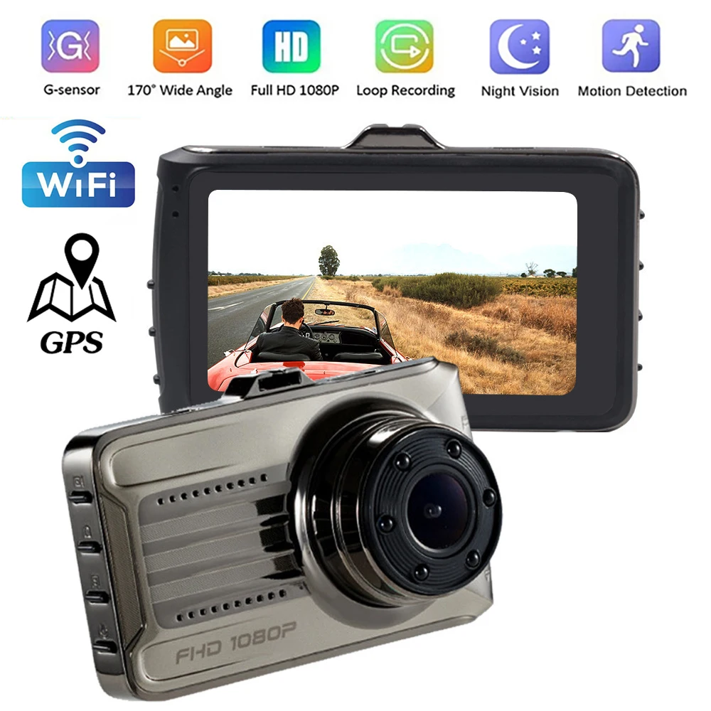 Car DVR WiFi Drive Video Recorder Dashcam Full HD 1080P Parking Monitor Auto Black Box Registrar GPS Night Vision Vehicle Camera