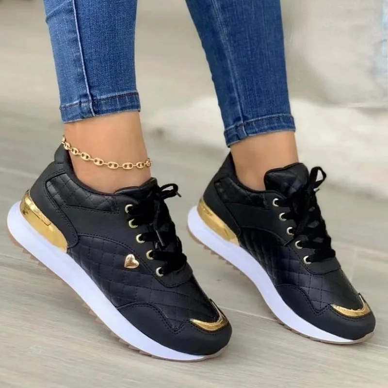 Women Casual Sport Shoes Sneakers Platform Shoes PU Leather Patchwork Ladies Outdoor Running Walking Shoes Zapatillas Mujer
