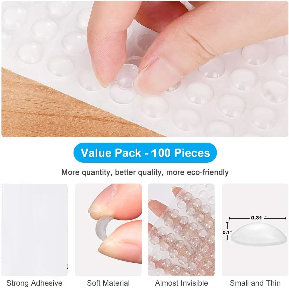 100Pcs Clear Rubber Feet Pads for Cabinet Door Cupboard Furniture Laptop Self-Adhesive Round Silicone Bumpers Stopper Dots view 4