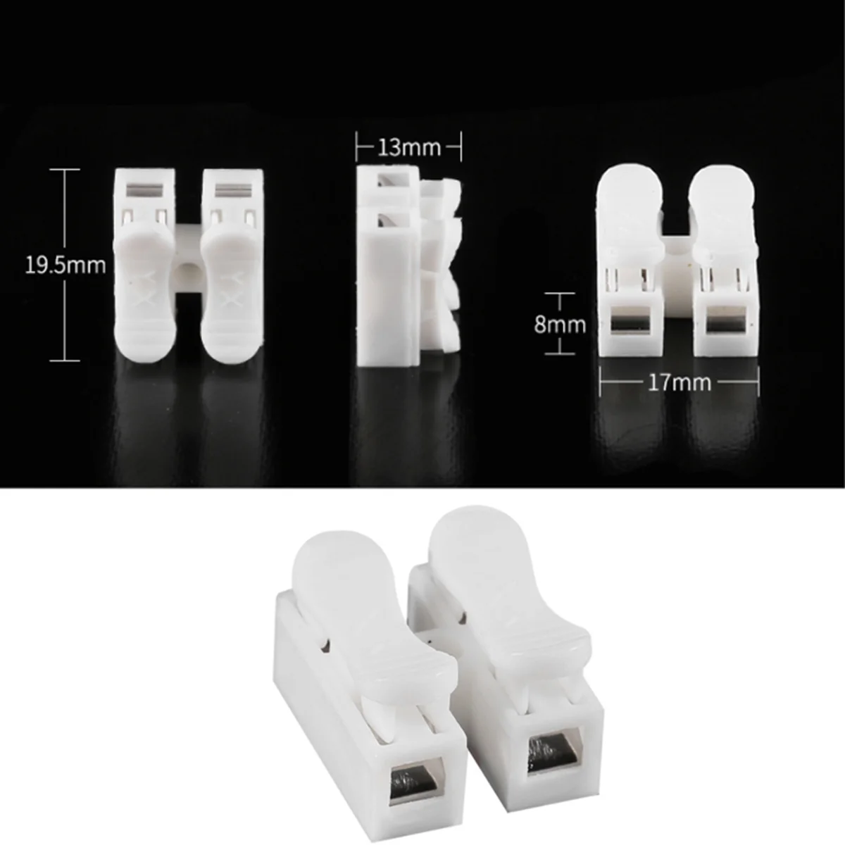 

3PCS 100W 380V Wire Connector Quick Connect -2 Terminal Connector Row Column (White) electrical wire connectors