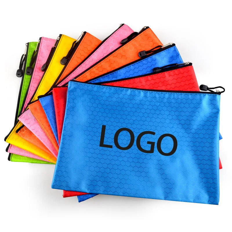 Bolsa de archivo con cremallera A4 con logotipo personalizado, bolsa de archivo de oficina, carpeta de plástico