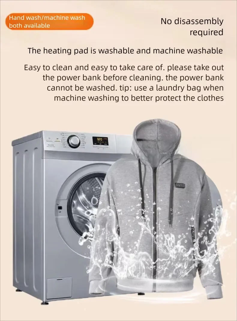 23 Areas Smart Heated Hoodie Couple Style Outdoor Wear Constant Warmth Unisex Electric Heating Sweatshirt Winter Heated Jacket ﻿ - view 4