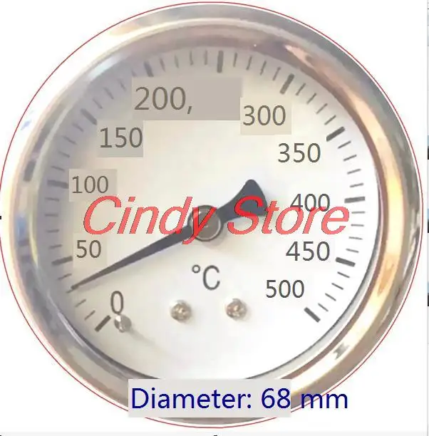 All-steel Shell Round Type High Temperature Oven Oven Pizza Oven 0 to 500 Degrees Thermometer Thermometer Thermometer