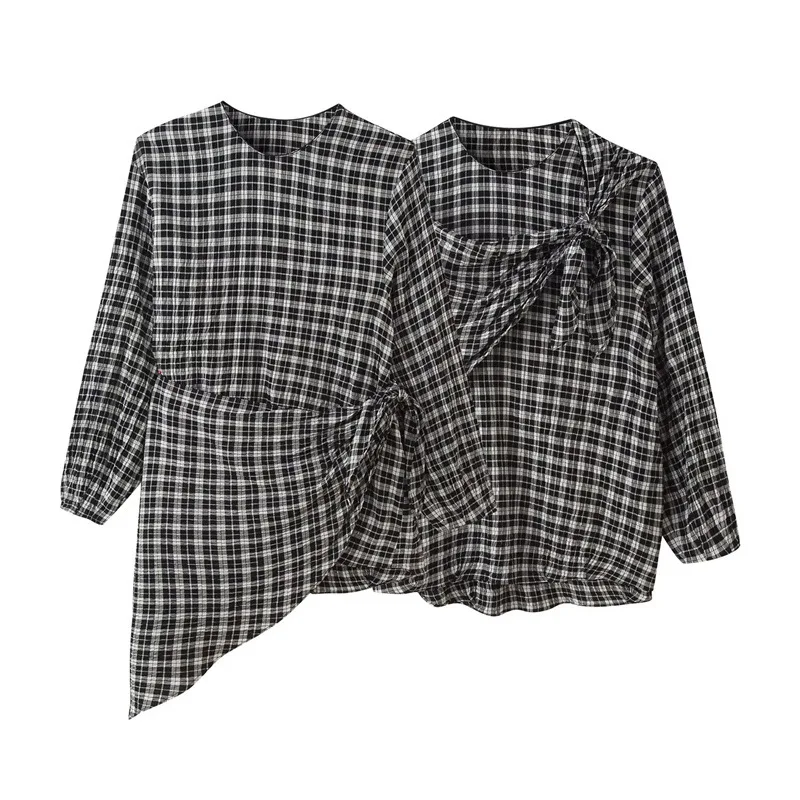 

Street Style Checkered Multifunctional Headscarf Decorative Tie Shirt