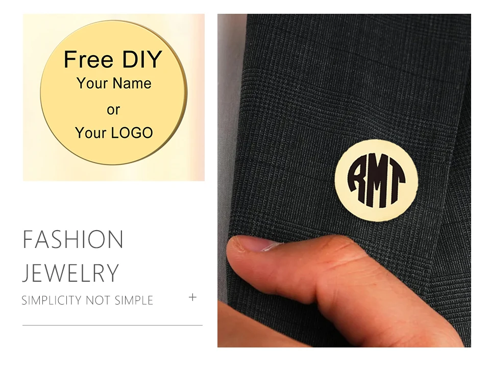 Lemegeton Benutzer definierte Name Brosche graviert Logo Anstecknadel Männer Frauen Anzug Abzeichen Edelstahl Schmuck personal isierte Vatertag Geschenk – Detail 7