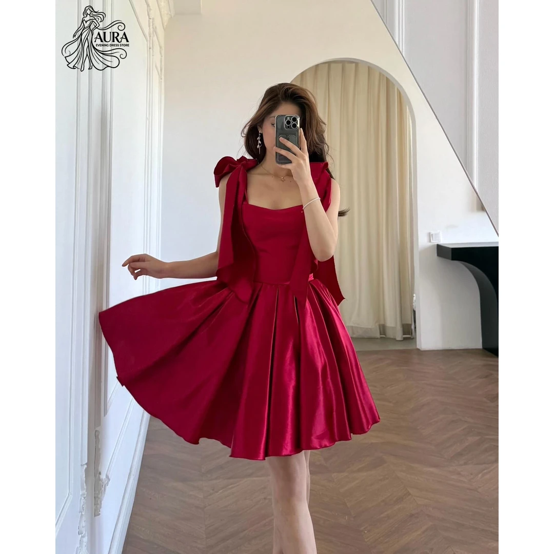 

Aura Custom Made Prom Dress 2026 Woman Dresses Elegant Square Collar A Word the Most Luxurious Dresses for Weddings Bow Tie Lace