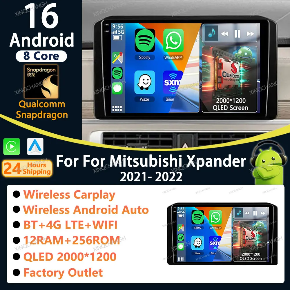Android 16 Car Radio Carplay Auto For Mitsubishi Xpander 2021 - 2022 Audio Video Fascia Panel Player Head Unit Stereo 2 DIN DIN