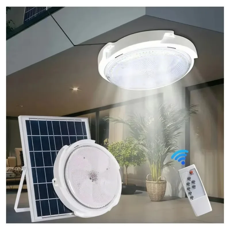 IP65 Solar circular Ceiling solar Lamp Led Waterproof Indoor outdoor garden solar light and Porch Ceiling Light