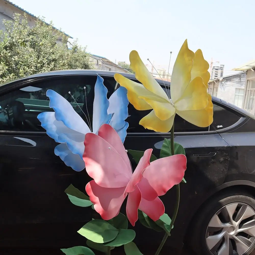 50cm Giant Crepe Paper Butterfly Artificial Gradient Simulated Fake Butterfly Window Display Garden Decorations 3D PE Butterfly