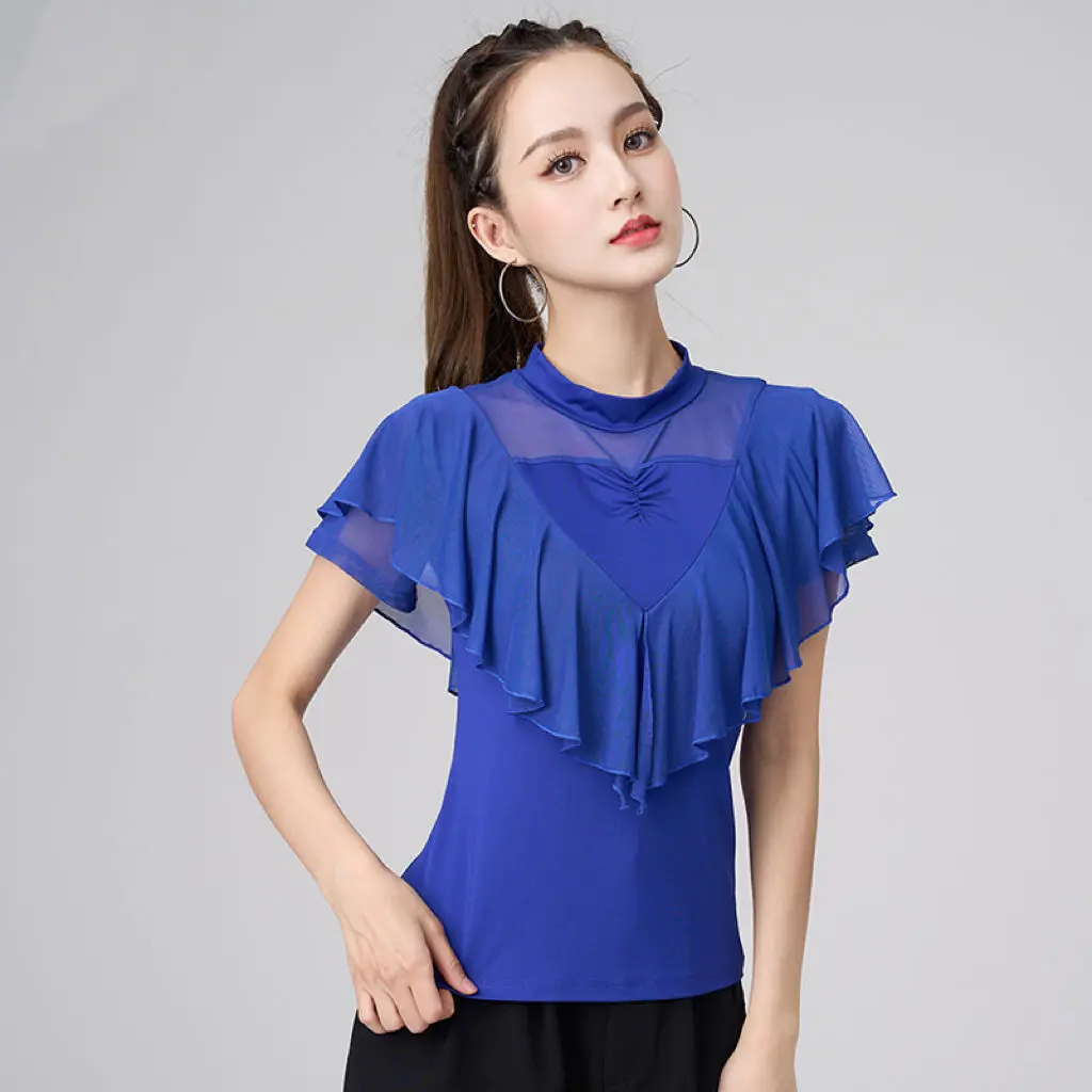 Haut de danse d'été pour femmes, chemise latine de fête Samba, hauts à manches longues pour adultes, vêtements d'entraînement de Performance