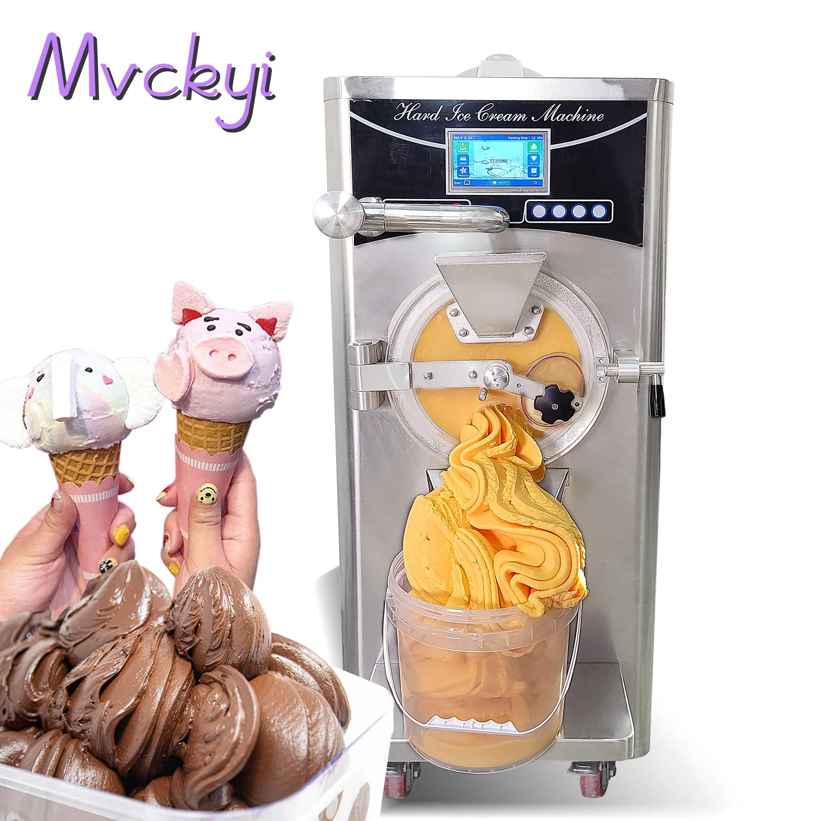 Commercial Vertical Gelato Hard Ice Cream Machine Scoop Ice Cream Maker