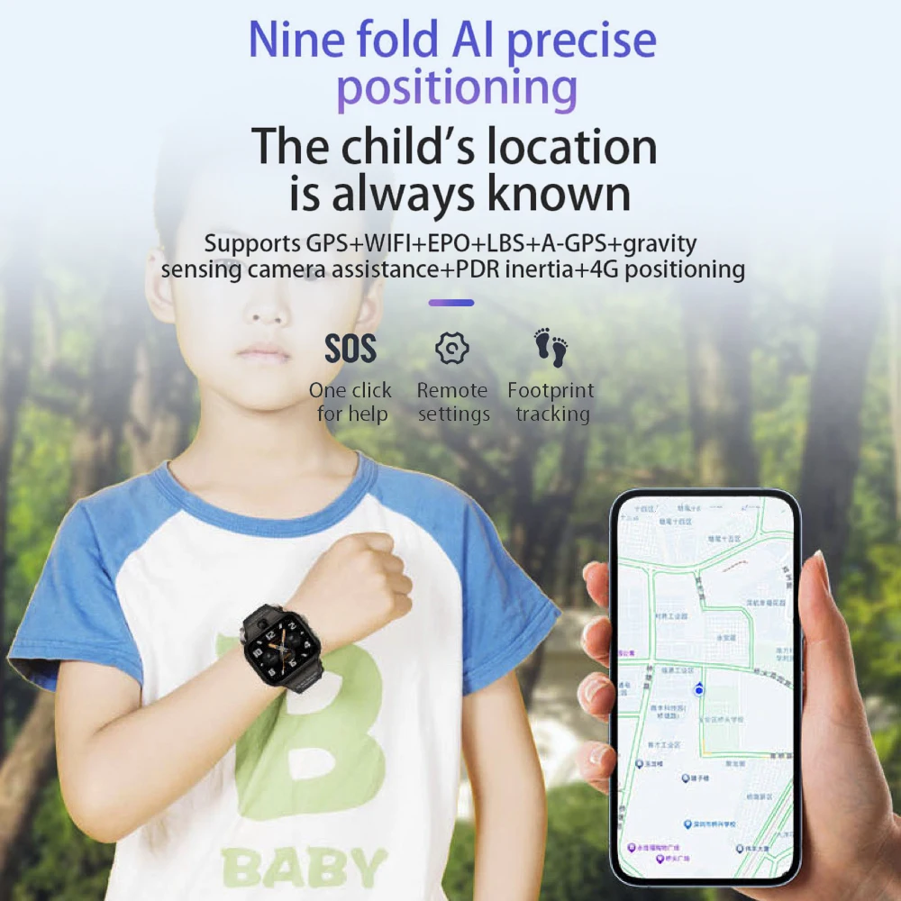 Kid Video Call 4G Smart Watch GPS WIFI LBS Positioning Waterproof SOS Heart Rate Health Bracele APP Download Children Smartwatch