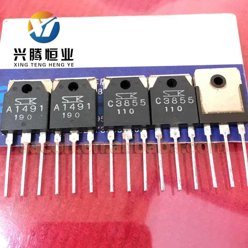 

10Pairs 2SA1491 A1491 + 2SC3855 C3855 TO-3P Silicon NPN + PNP Audio amplifier transistor