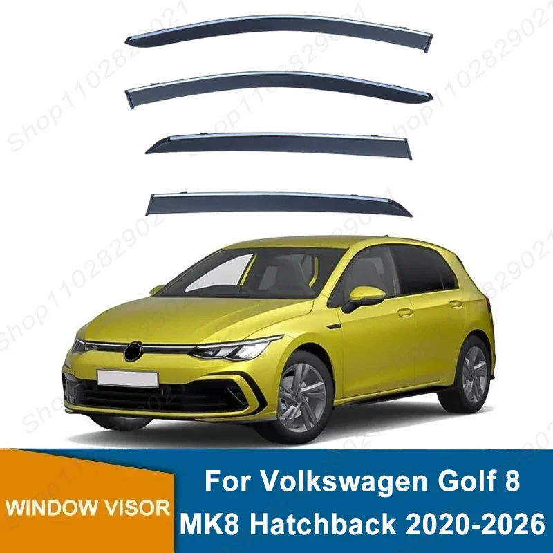 4Pcs Window Visor For Volkswagen VW Golf 8 MK8 Hatchback 2020-2026 Weathershield Sun Rain Deflector Guard Car Window Deflector
