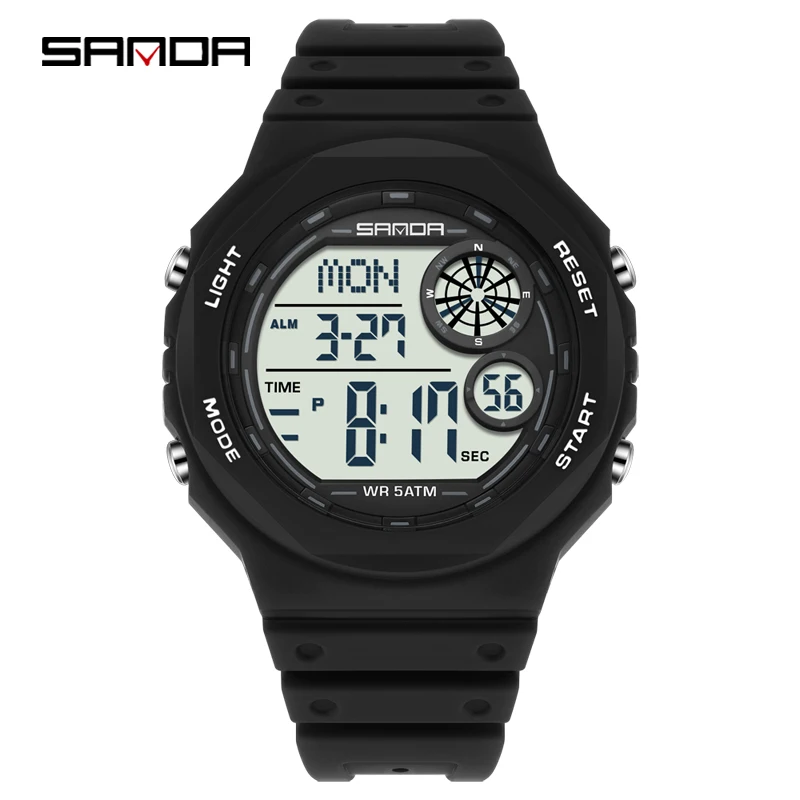 SANDA New 6259 Fashionable Student Electronic Watch Sports Multifunctional Waterproof Night Light Men's Electronic Watch