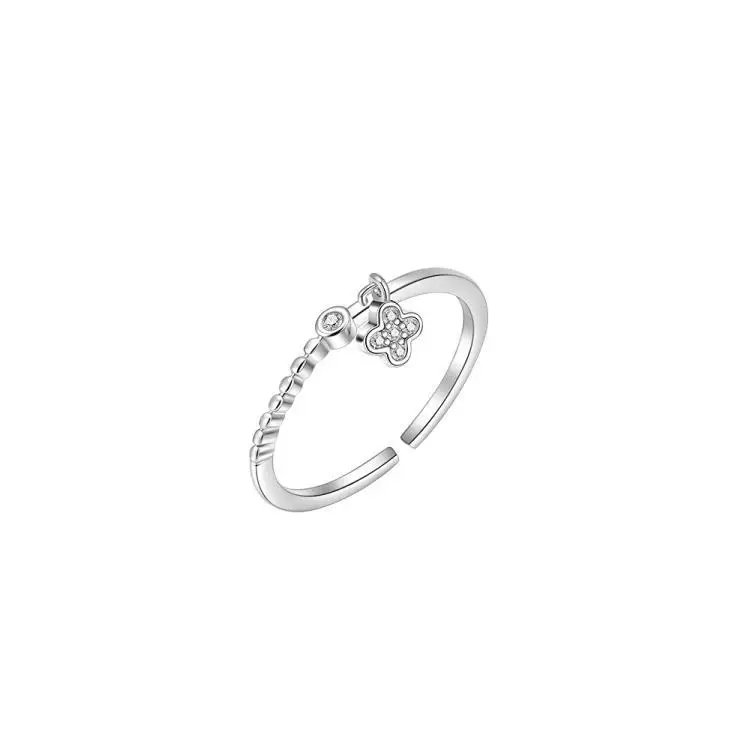

Sterling silver four-leaf clover ring women's new trendy index finger ring niche ring summer jewelry