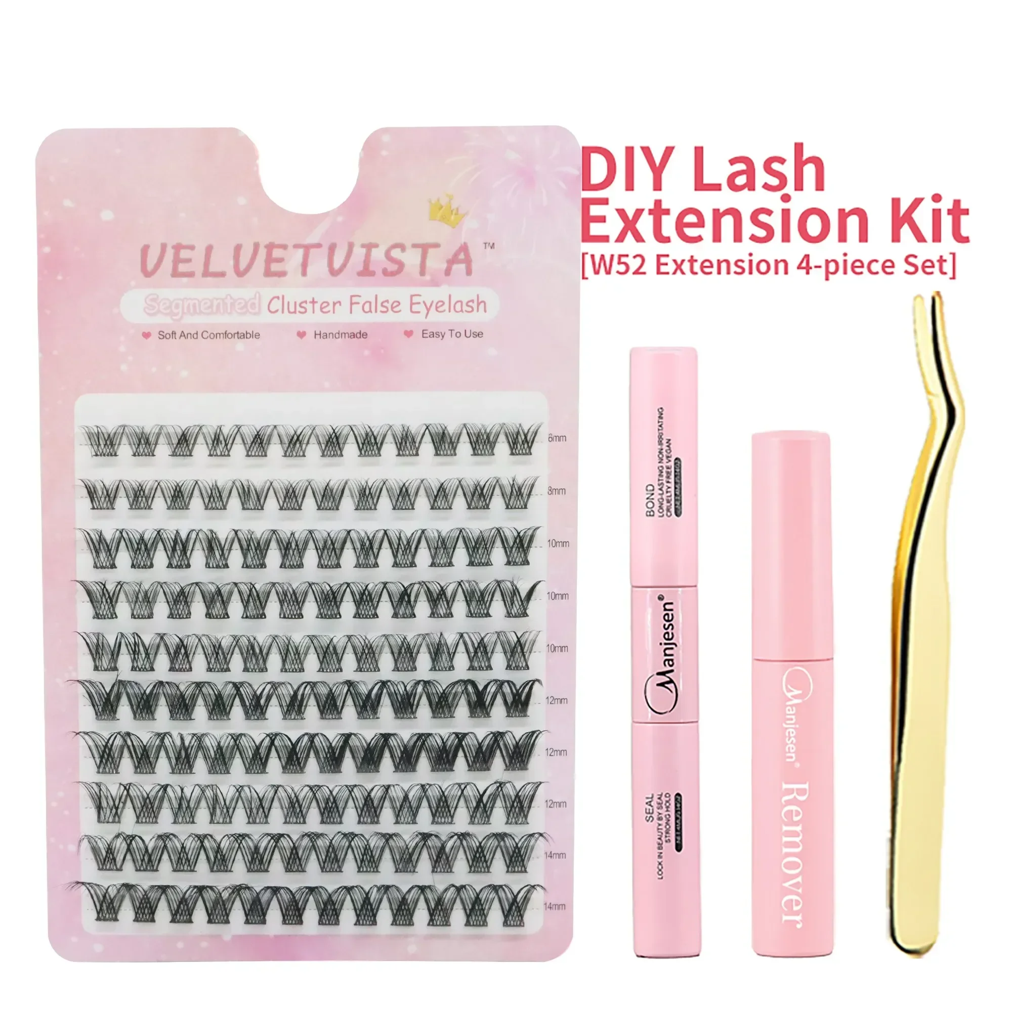 DIY Eyelash Extensions Kit Lash Clusters Individual Eyelash Bond and Seal Glue Remover Tweezers for Eyelash Extensions Beginners