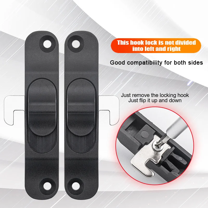 Plastic Folding Trackless Screen Door Latch,Push-Pull Mesh Window Hook Lock,Left & Right Universal Bolts,Anti-theft Lock Buckle