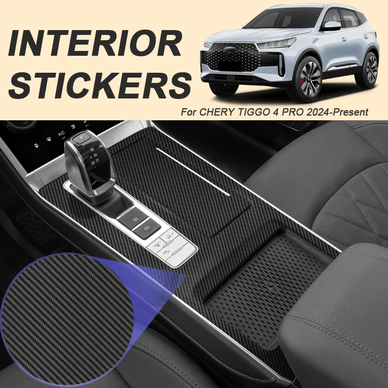 

Car Carbon Interior Sticker For CHERY TIGGO 4 PRO 2024-Present Window Lifting Panel Decal Gear Door Protective Film Accessory