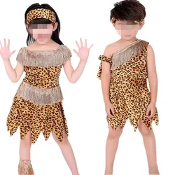 Boys Girls African Original Savage Children Wildman Cosplay Costumes Clothing Kids Party Props Halloween