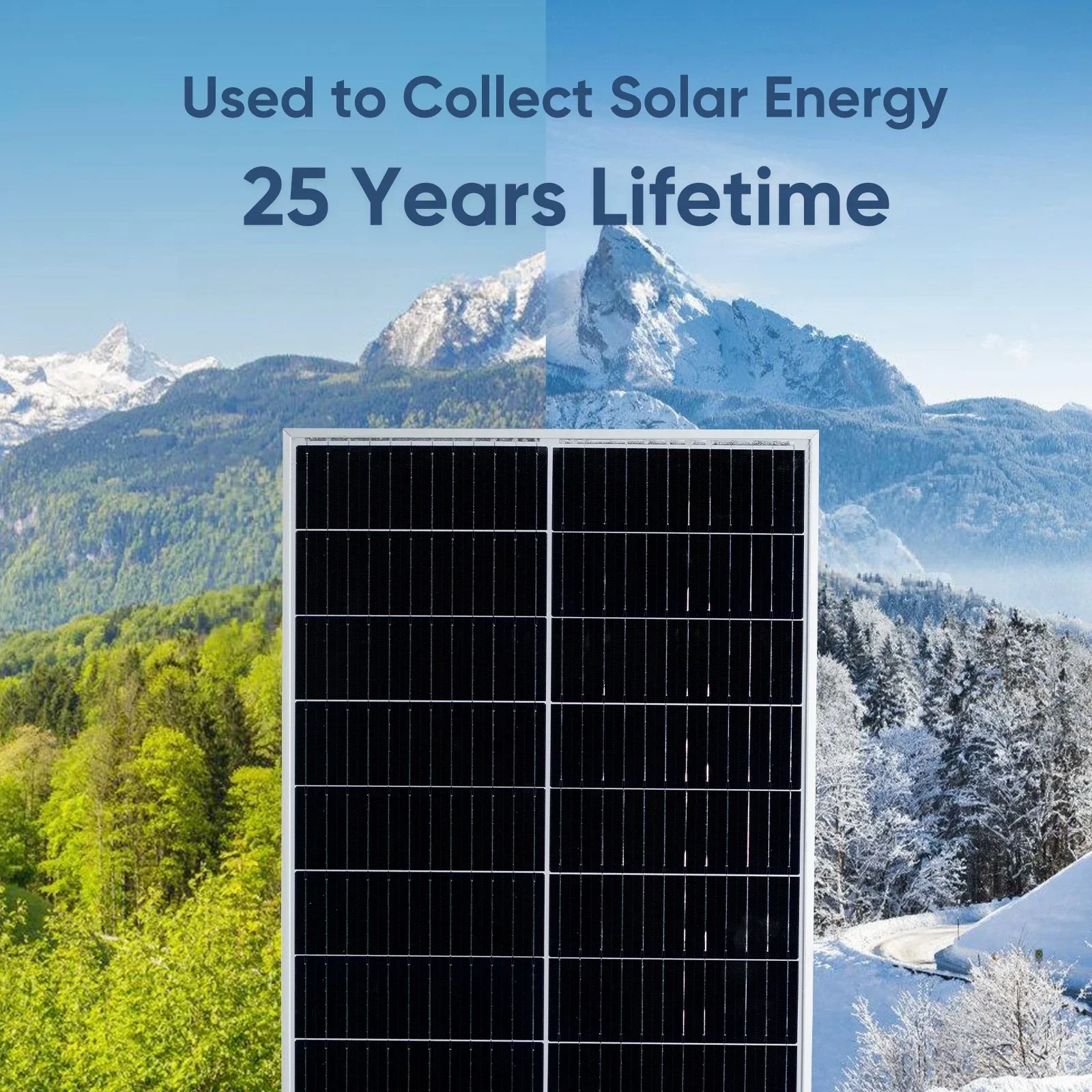 500W 12V Solar Panel Durable Aluminum Frame Solar Charger for Camping Boat Car Battery Emergency Power Backup