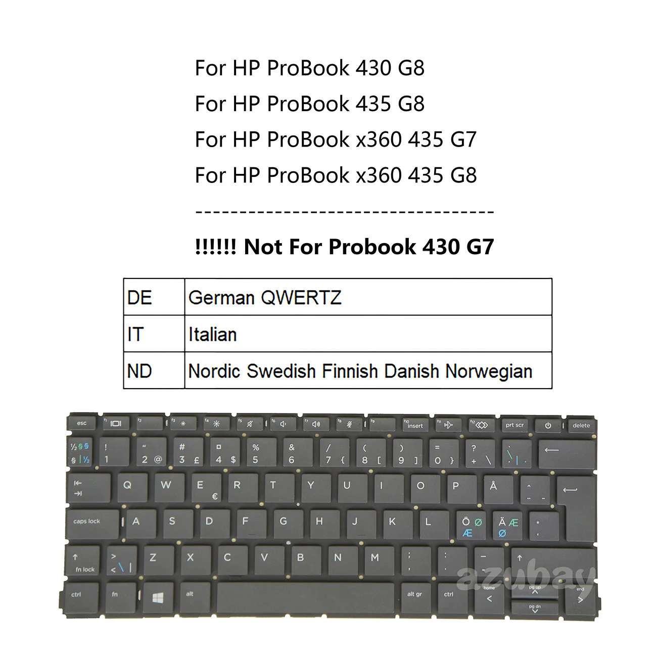 

Клавиатура ноутбука HP ProBook 430 G8, x360 435 G7, x360 435 G8 Немецкий QWERTZ Итальянский Скандинавский Шведский Финский Датский Норвежский
