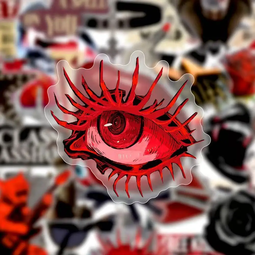 10/30/50Pcs Dark Red‑Black Punk Stickers Niche Subculture Sweet Cool Trinket Decals for Journal DIY Aesthetic Decor