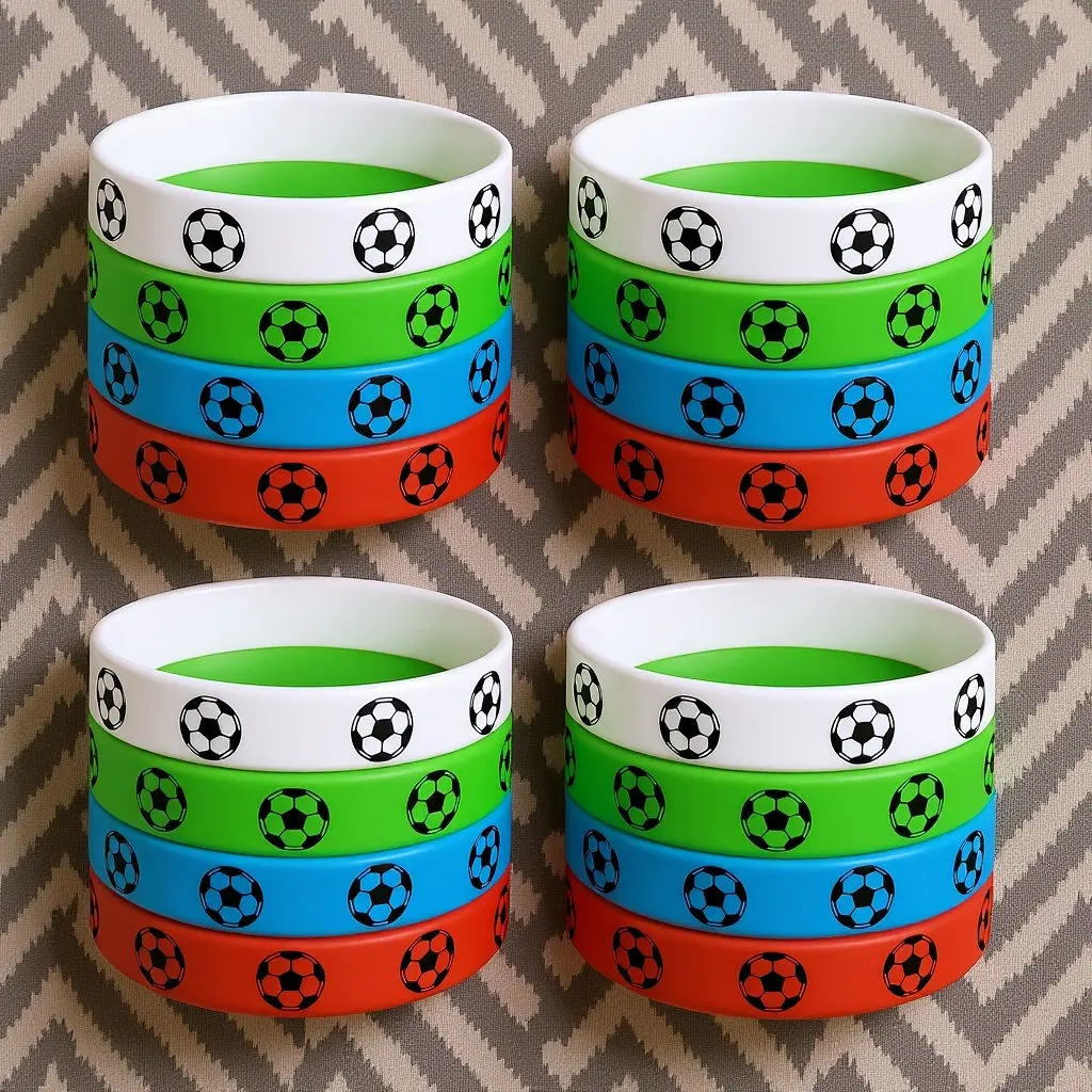

16Pcs Football Wristbands Soccer Silicone Bracelets Stretch Adjustable Sports Accessory for Fans Teams Boys Girls