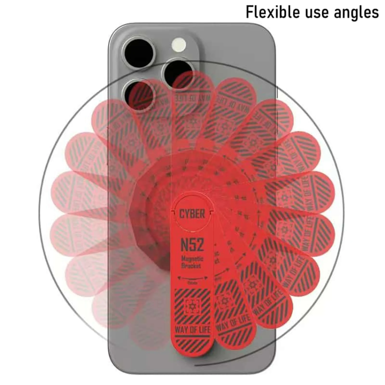 Soporte magnético de moda para teléfono para iPhone, 360 °   Rotación/90 °   Interruptor, material de aleación de aluminio compatible con MagSafe