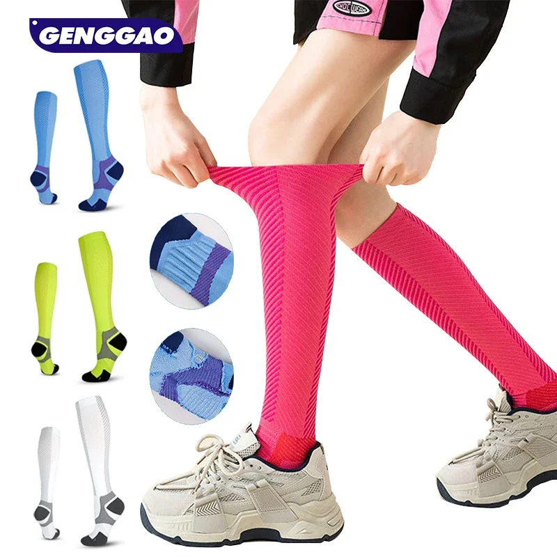 GENGGAO 1 Pair Compression Socks for Women and Men Circulation-Best Support for Running, Athletic, Nursing, Travel