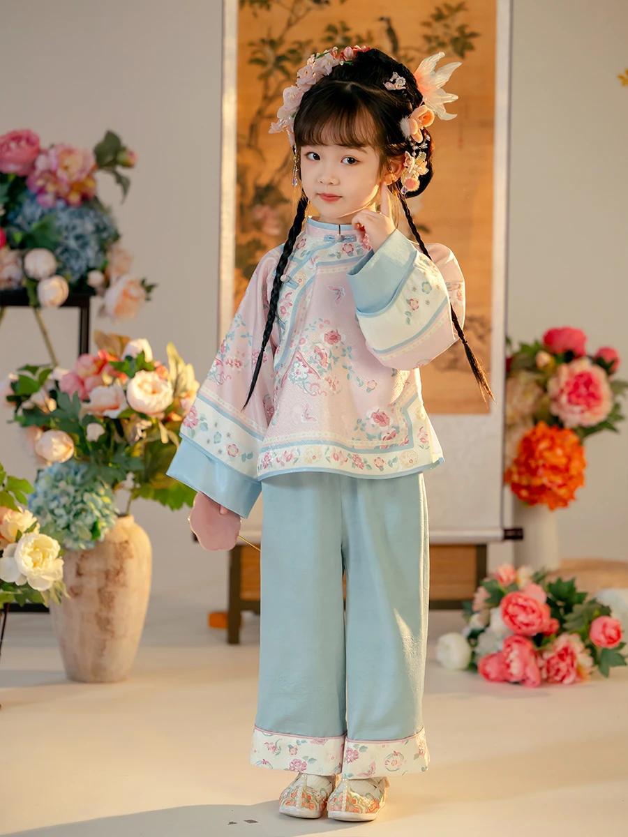 

Hanfu girls autumn 2024 new baby antique suit Chinese style Tang style new Chinese horse dress